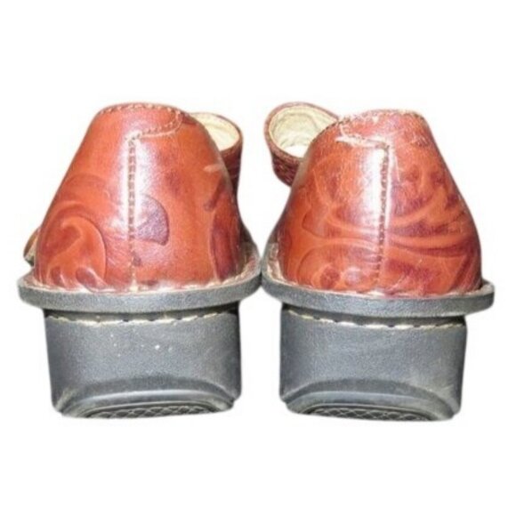ALEGRIA Kourtney Brown Tooled Leather Platform Buckle Mary Janes size 37 or US 7 - Picture 4 of 11